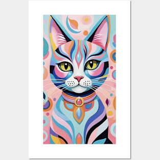 Abstract Whiskers: A Splash of Feline Elegance Posters and Art